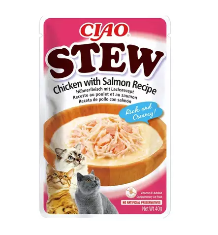 Ciao Stew Chicken & salmon viljaton kissan märkäruoka kanalla & lohella 40 g - Ciao - 5642 - 1