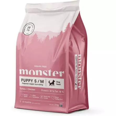 Monster Dog Grain Free Puppy S/M chicken & turkey viljaton koiranpennun kuivaruoka 12 kg PÄIVÄYS LÄHESTYY - Monster kuivaruoat koiralle - 5563 - 1