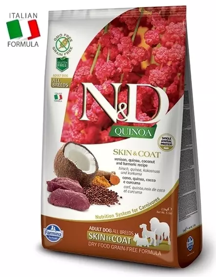 N&D Venison - Quinoa Skin & Coat Mini Breed viljaton koiran kuivaruoka 2,5 kg PÄIVÄYS LÄHESTYY - ND kuivaruoat koiralle - 5528 - 1