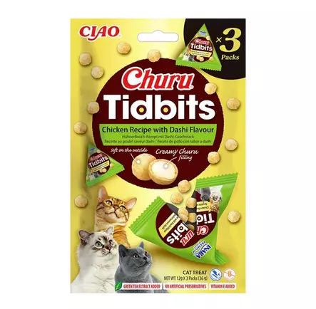 Churu Cat Tidbits Chicken with Dashi kissan makupalat kanalla 3 x 12 g - Makupalat ja herkut - 5639 - 1